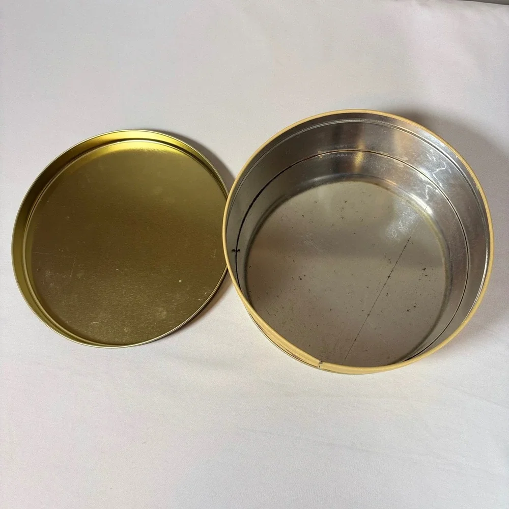 Vintage Teddy Bear Round Metal Storage Tin Collectible Nursery Decor 7 Inch